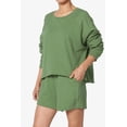thumbnail image 3 of TheMogan Women's PLUS Cotton Terry Long Sleeve Oversized Top & Drawstring Shorts SET, 3 of 7