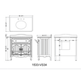 thumbnail image 4 of Benton Collection 34" Light Blue Cottage Bathroom Vanity with White Marble Top, 4 of 6
