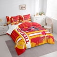 thumbnail image 3 of jejeloiu Rugby Game Loves 7pcs Bedding Comforter Set,Football Gamer Queen Bedding Sets,Orange Red Queen Sheet Sets For Boys Teens,Super Cozy Room Decor Reversible, 3 of 8