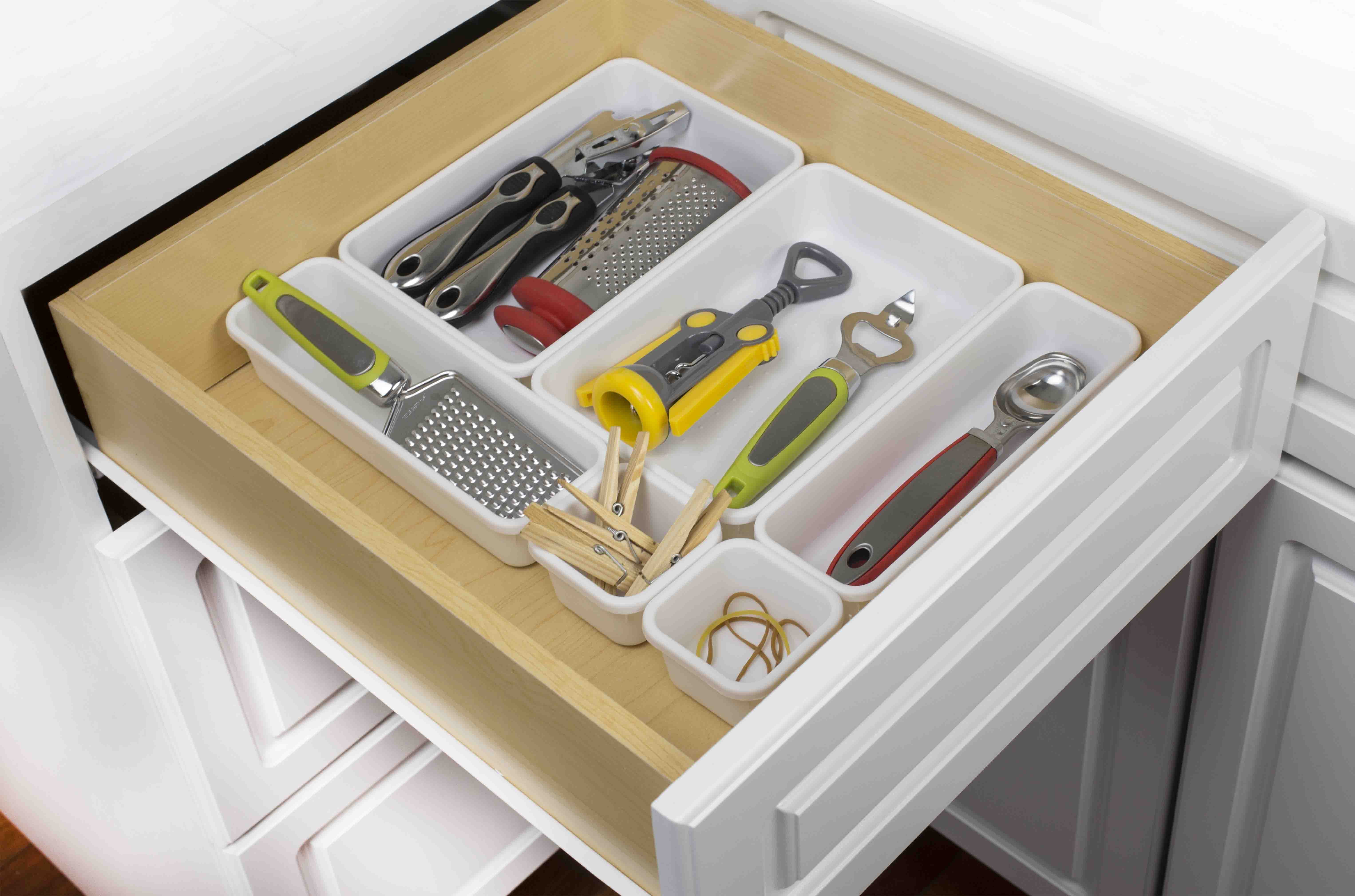 8 Piece Drawer Organizer Set Heavy Duty Tray Multi-Purpose Junk Storage Black 