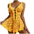 thumbnail image 3 of WZXFASHION Robe à Bretelles en Dentelle Découpée Aguichant Mignonne pour Femmes (Sans String) sous-Vêtements Jaune XXXXXL, 3 of 9