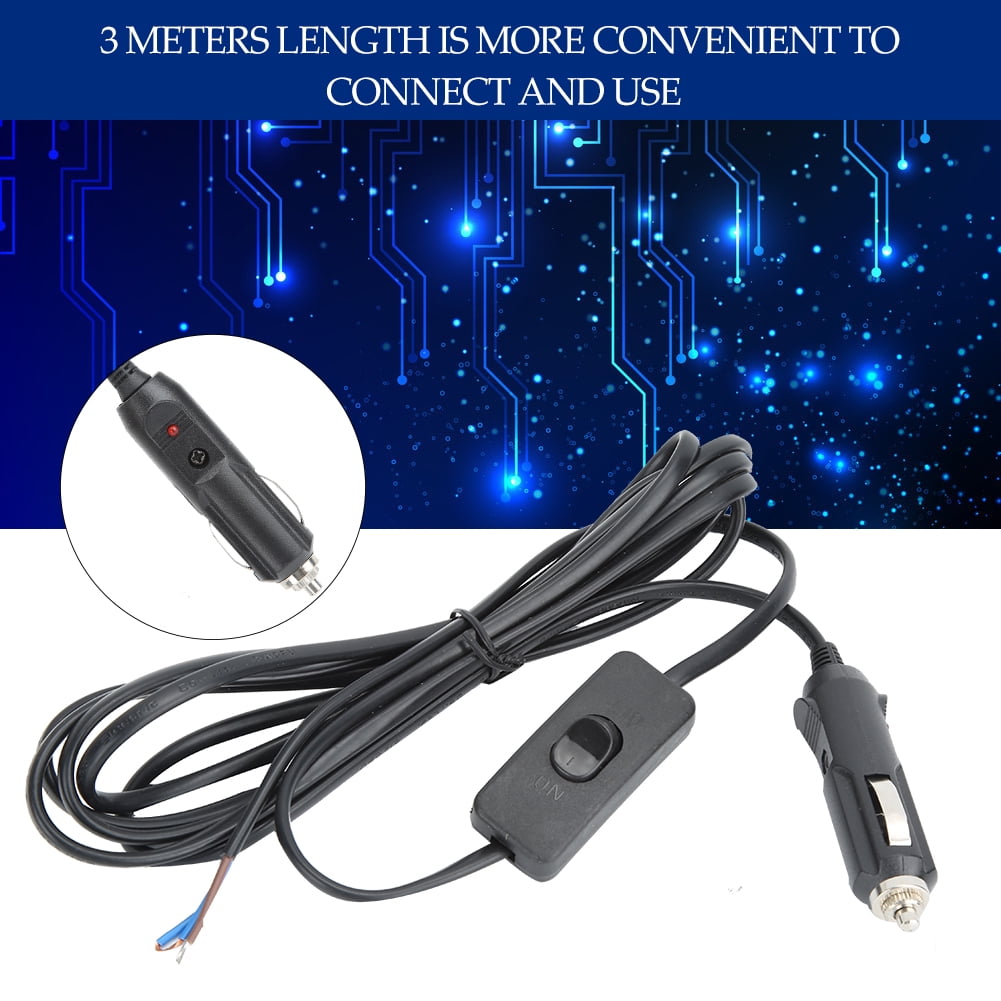 LHCER 3 Meters 12V Power Connector Extension Cord Wire Cable For Car Cigarette Lighter Water