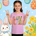 thumbnail image 2 of LRen Girls Easter Shirt Size 6 Bunny Eggs Hunts Short Sleeve T Shirt Top Loose Happy Easter Blouse Tops Tee for Toddler & Kids, 2 of 7