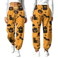 thumbnail image 5 of Yourumao Womens Barrel Sweatpants for Halloween Drawstring Elastic Waist Tapered Leg Sweatpant Pumpkin Thin Fleece Loose Casual Pants with Pocket, 5 of 9
