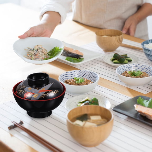 ELAYARD 2-Piece Japanese Small Ceramic Soup Bowl Set with Lid, Ideal for Serving Miso Soup, Ramen, and Hot Broths