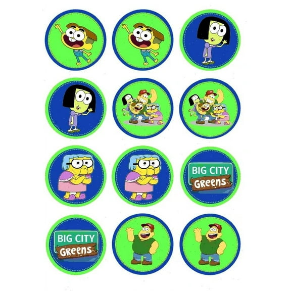Big City Greens Family Round Cricket Tilly Bill Gramma Edible Cupcake Toppers, by A Birthday Place