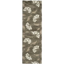 SAFAVIEH Florida Teodor Geometric Shag Runner Rug, Smoke/Beige, 2'3" x 10'