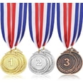 thumbnail image 1 of Medallas para niños, 12 piezas de medallas de metal doradas de estilo olímpico con cintas, premios para el día del deporte, competiciones de juegos, regalos para niños adultos, 1 of 5