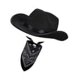 thumbnail image 3 of Sombrero de vaquero occidental con , gorra de ala grande, bufanda cuadrada para el pelo, sombrero de para adultos , hombres y , negro, 3 of 7