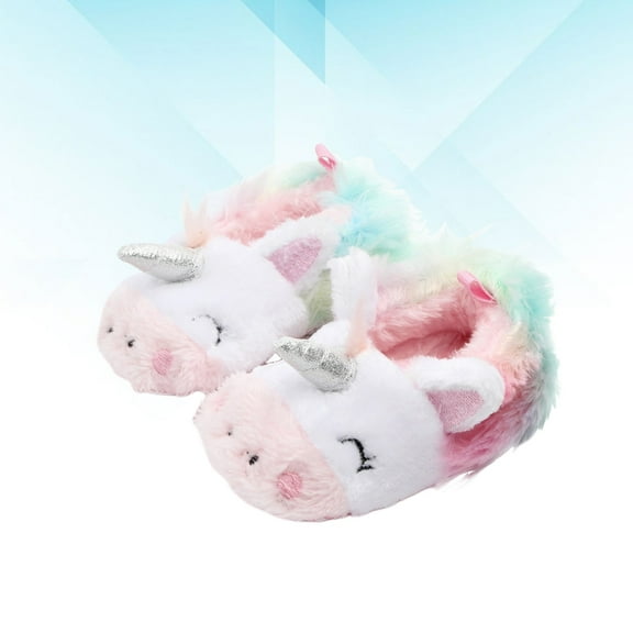 DINHEAROM Baby Learning Shoes Prewalker Anti-Slip Warmth Unicorn Design Soft Material For Babies Indoor Use 1 Pair