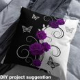 thumbnail image 3 of Erosebridal Purple Rose Upholstery Fabric,Flying Butterflies Fabric By The Yard,Garden Floral Decorative Fabric,Nature Wildlife Indoor Outdoor Fabric,Black White,1 Yard, 3 of 5