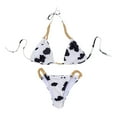 thumbnail image 2 of Conjunto de bikini para mujer Traje de baño con cadena de dos piezas con lazo sin espalda y estampado de, 2 of 9