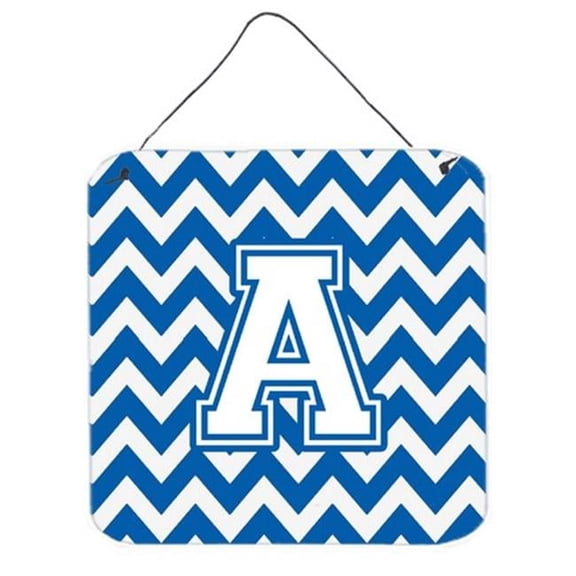 Letter A Chevron Blue & White Wall or Door Hanging Prints, 6 x 0.02 x 6 in.