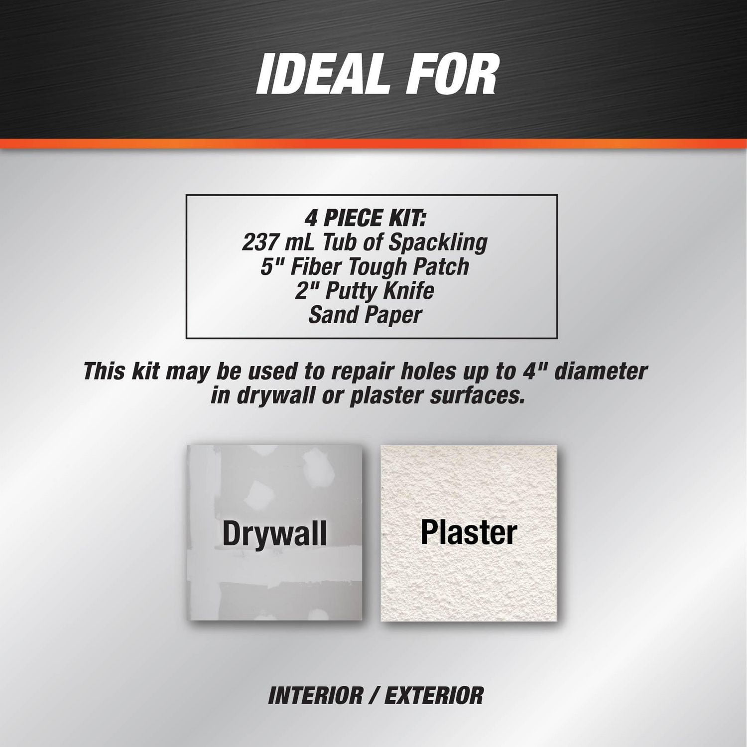 Kit de Patches de Réparation Murale - Avec Plâtre à Reboucher DryDex, 237ml, Pink Kit de réparation de mur