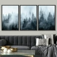 thumbnail image 3 of PixonSign Framed Wall Art Set Winter Fog Mist Pine Tree Mountain Forest Nature Wilderness Modern Art Photography Landscape Decor Rustic Calm/Zen for Living Room, Office - 24"x36"x3 Panels Black, 3 of 5