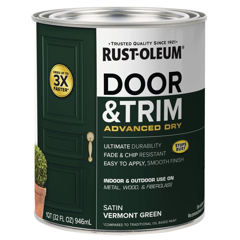 Rust-Oleum Satin Door & Trim Paint, Vermont Green, 1 Quart photo 2