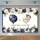 thumbnail image 3 of Navy and Blush Gender Reveal Backdrop He or She Navy Blue Blush Pink Floral Baby Gender Reveal Photography Background Pregnancy Reveal Surprise Boy or, 3 of 4