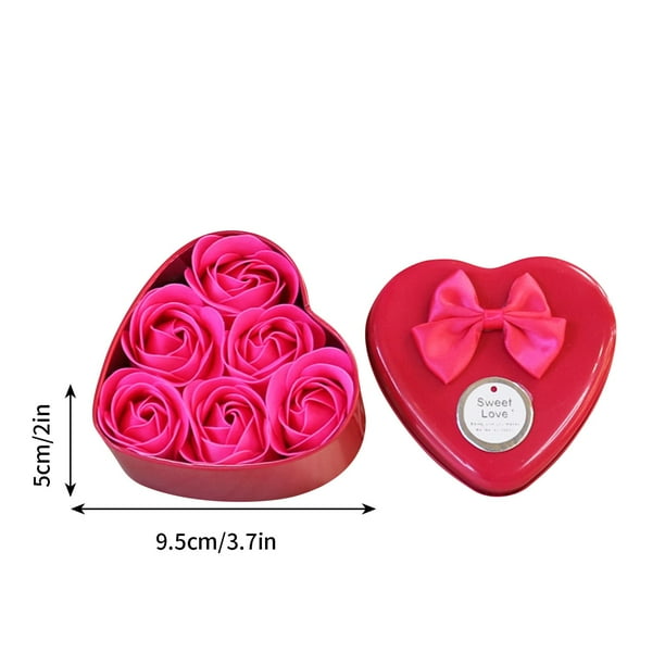 Flores artificiales para boda, corazón, regalo corporal, rosa perfumada, 6 unidades, decoración, jabón de baño, decoración del hogar