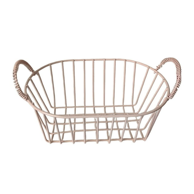 Cesta de almacenamiento para despensa con asas, organizador de refrigerios para dormitorio Rosa