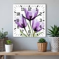 thumbnail image 6 of Purple Tulips Wooden Wall Clock Silent Non Ticking, Green Leaf Country Flower White Botanical Square Wall Clocks Battery Operated, Decor Clock for Home Office, Living Room, Kitchen, 12 Inch, 6 of 9