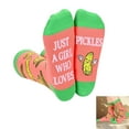 thumbnail image 2 of Funny Pickles Socks Creative Girl Who Love Pickles Letters Printed Cotton Middle Calf Socks Gift for Pickles Lover Women, 2 of 9