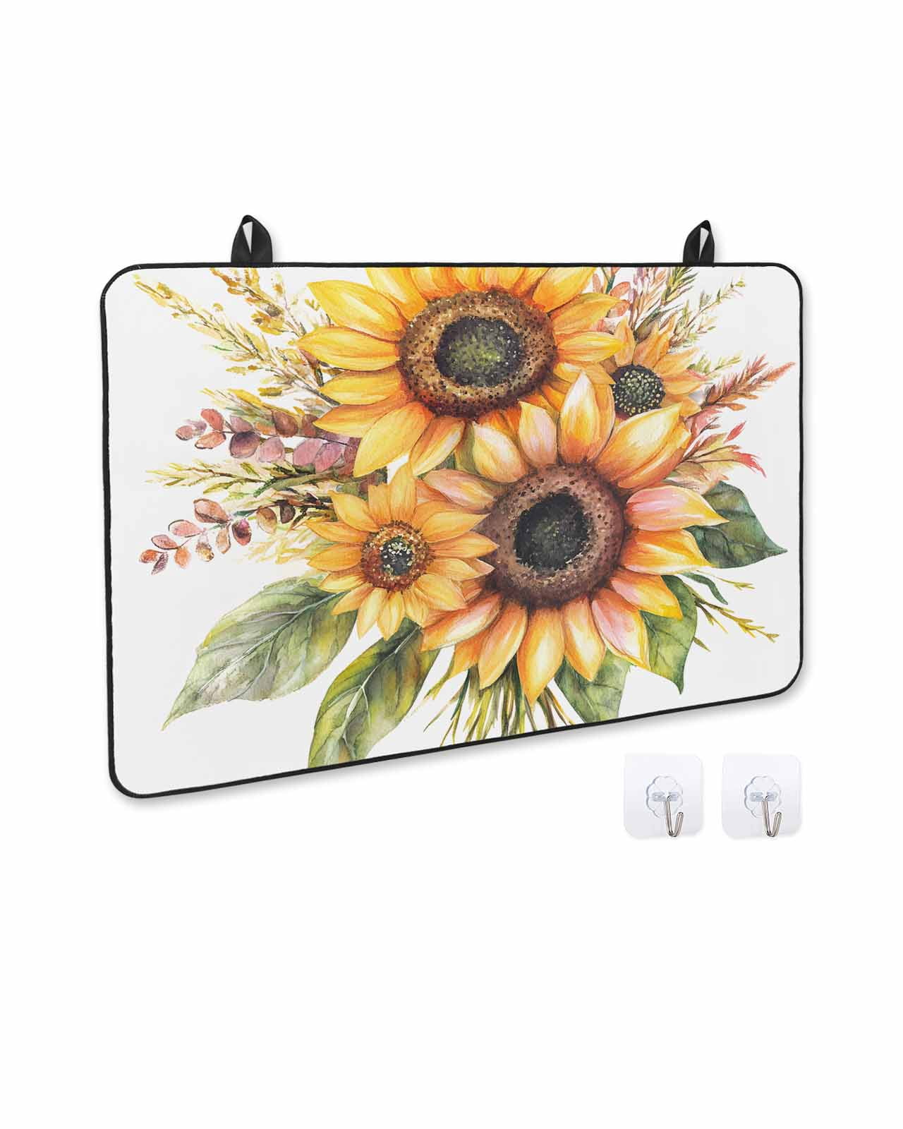 nqOlkjepod Large Induction Cooktop Protector Mat 24"x21", Sunflower Stove Top Covers for Electric Stove, Watercolor Garden Blooms Floral Spring Stove Burner Cover Mats, Glass Top Stove Cover