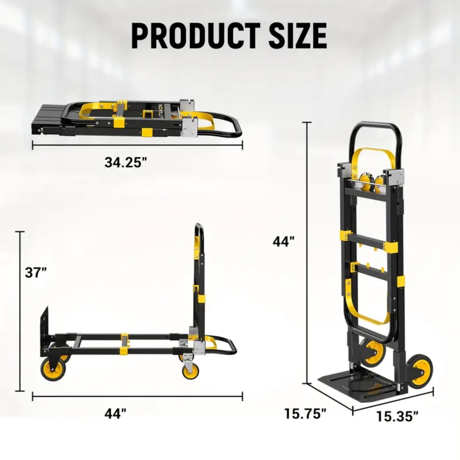 Dkenicor 2 in 1 Foldable Heavy Duty Hand Truck with Retractable Handle and 4 Rubber Wheels,Industrial Convertible Dolly Cart for Moving,Travel,Office Use,6