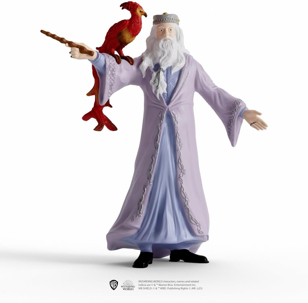 Schleich Harry Potter - 2PC Albus Dumbledore & Fawkes the Phoenix Figurine Toy Set - Wizarding World Collectible Figures for Kids and Adults Ages 6+ | 42637