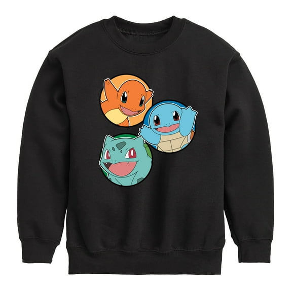 Pokémon - Squirtle, Bulbasaur, & Charmander Group - Youth Crewneck Fleece Sweatshirt