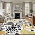thumbnail image 2 of Valentine's Day Washable Area Rug 5 x 8 ft Abstract Black Gold Roses Water Drops Love Heart, Soft Non Slip Rugs Stain Repellent Indoor Felt Carpet for Living Dining Room Bedroom Home Office, 2 of 9