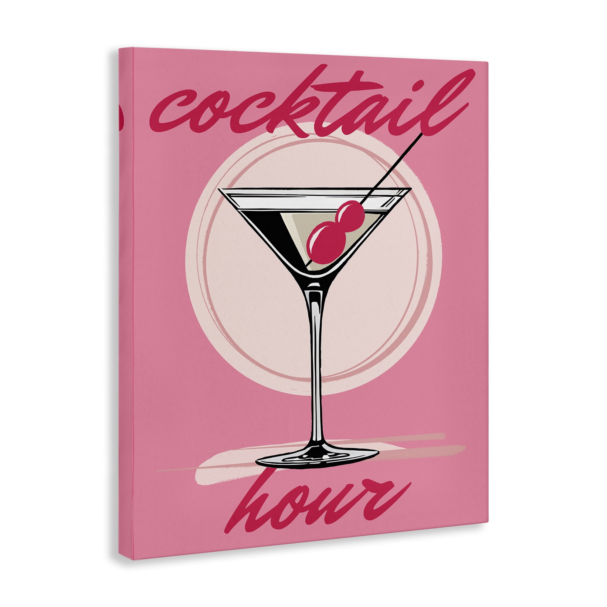 Stupell Industries Pink Cocktail Hour Food & Beverage Painting Wrapped Canvas Art Print Wall Art, 24 x 30