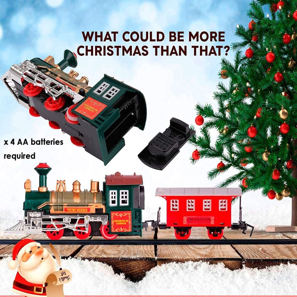 Toy Train Authentic Light Sound Large 53*30 inch Rail Track Layout Mountain Train Easy Assembly Fun Play Time for Boys, Girls