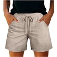 thumbnail image 3 of Womens Shorts 2026 Comfy Summer Drawstring High Waist Cotton Shorts with Pockets for Women Trendy by Yigetop Beige L, 3 of 7