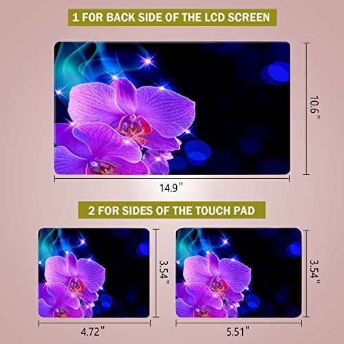 Adhesivo adhesivo para portátil para portátil, apto para 12 13 13.3 14 15 15.4 15.6 pulgadas Protector para portátil PC portátil | Fácil de aplicar, quitar y cambiar estilos (Phalaenopsis)