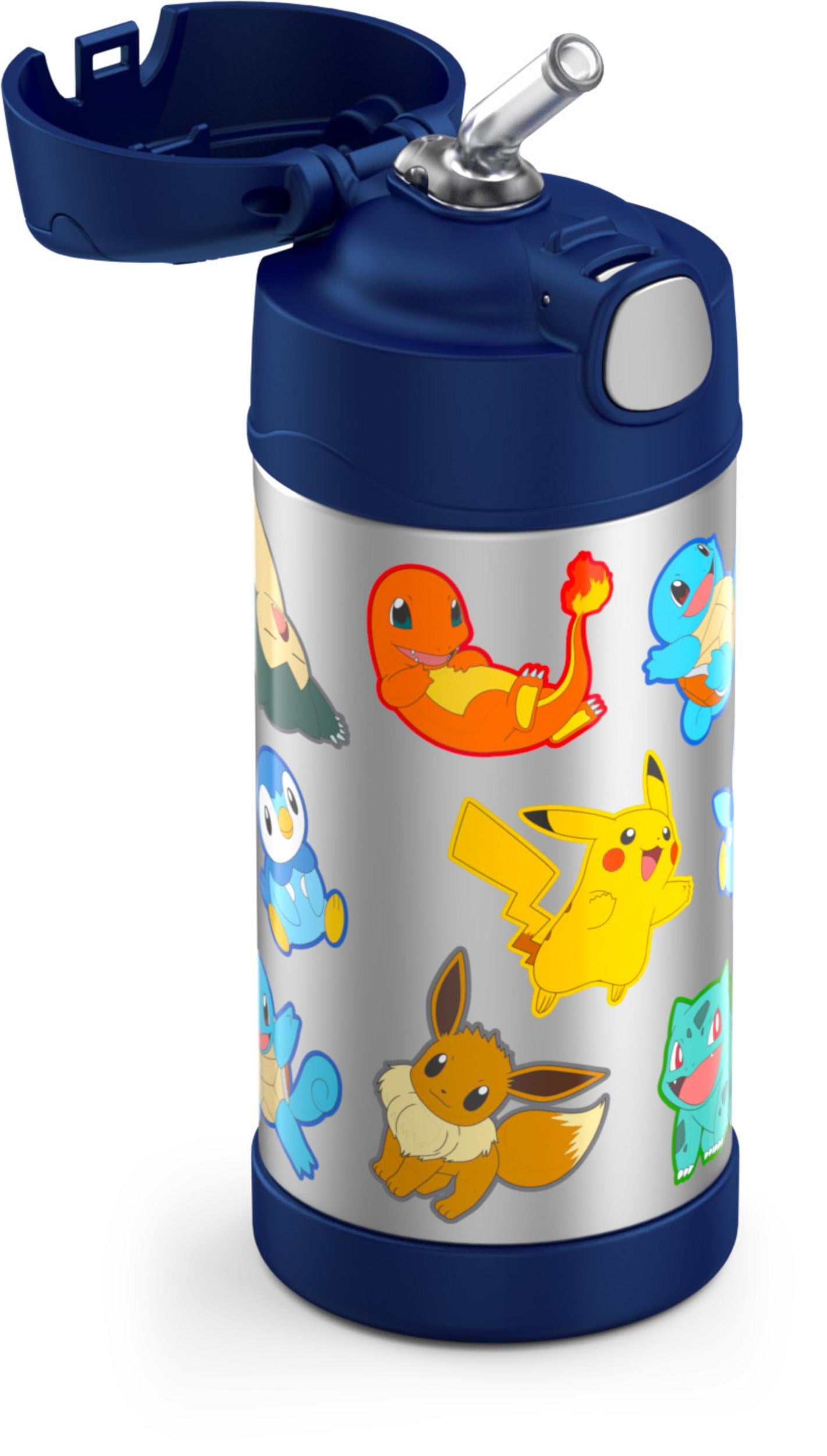  Thermos Funtainer 12 Ounce Stainless Steel Vacuum Insulated Kids  Water Bottle with Replacement Straws - Pokemon: Home & Kitchen