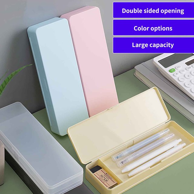 Agiferg Stationery Box Student Storage Pencil Bag Pencil Box Multi-functional Creative Stationery Transparent Plastic Pencil Box