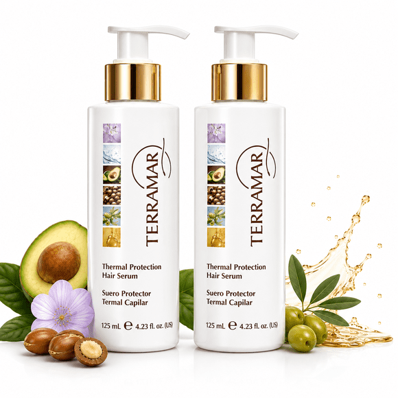 Kit 2 Sueros Protector Termal Capilar Terramar | Anti Frizz y Protección de Calor Hasta 230°C de 125 ml c/u