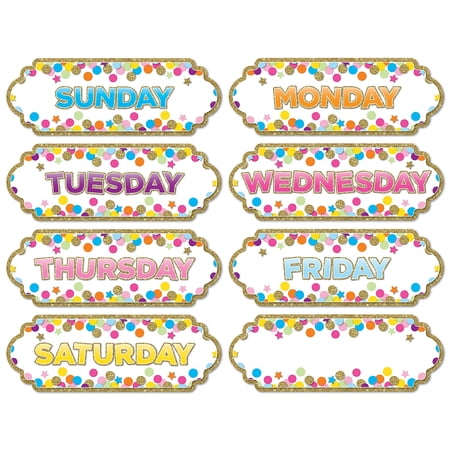 Ashley Productions Magnetic Die-Cut Timesavers & Labels Confetti Days of the Week 5 Packs of 8