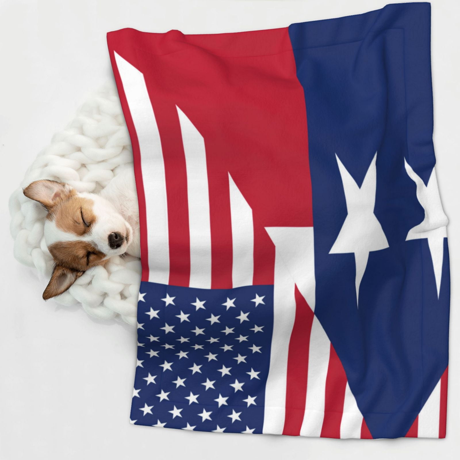 Flannel Throw Dog Blanket America Texas Flag Soft Warm Print Pet Blankets for Small Dog Cat Puppy