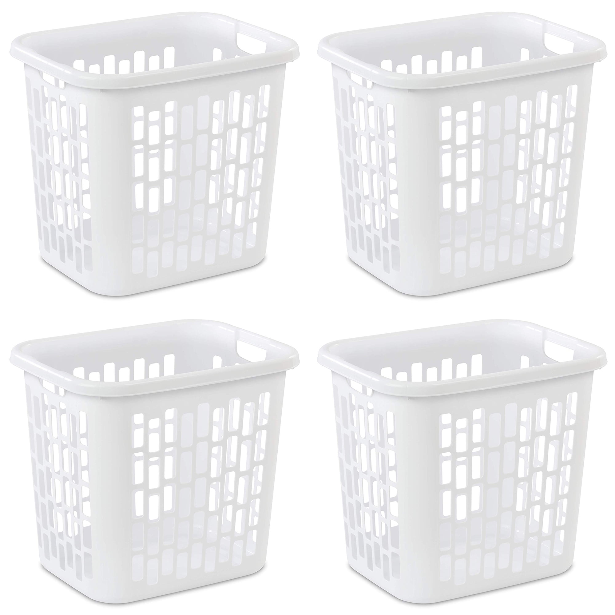 Sterilite Ultra Easy Carry Plastic Laundry Basket, White, 4 Pack