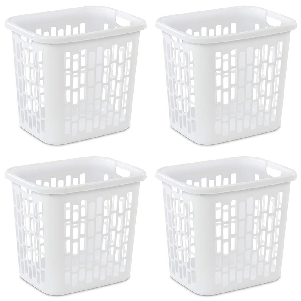 Sterilite Ultra Easy Carry Plastic Laundry Basket, White, 4 Pack
