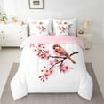 thumbnail image 3 of Manfei Cardinal Bird 7-Piece Twin Bedding Sets,Country Cherry Blossom Bedding Comforter Set,White Pink Red Sheet Sets For Girl Teens,Breathable Home Decor Reversible, 3 of 9