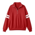 thumbnail image 4 of Hurxie Women's Varsity Striped Sweatshirt Oversized Lightweight Knit Pullover Drop Shoulder Crew Neck Long Sleeve Casual Sweatshirts, 4 of 6