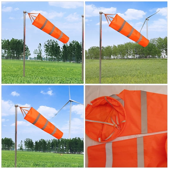 WEUVEB Outdoor Reflective Orange Windsock 2-Pack Weather Vane Oxford Cloth Garden Yard Decor