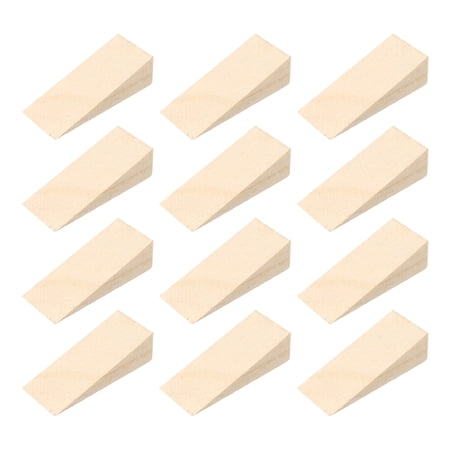 Uxcell 12Pcs Wooden Door Stopper 1.97 x 0.79 x 0.51 Non-Slip Solid Wood Door Wedges Triangle Wooden Doorstop Blocks for Chair Caning Home Office Floor