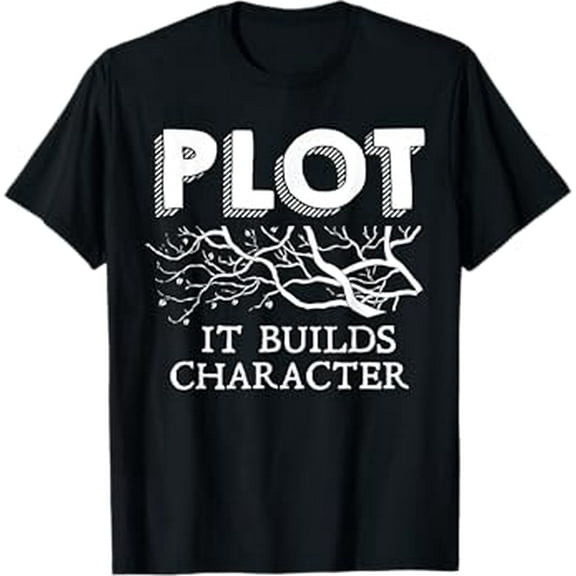 Funny Plot It Builds Character Book Reading Teacher Gift T-Shirt