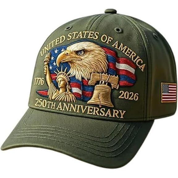 Eagle – United States 250th Anniversary Hat: Adjustable 250 Year American Anniversary Cap, USA Patriotic Caps