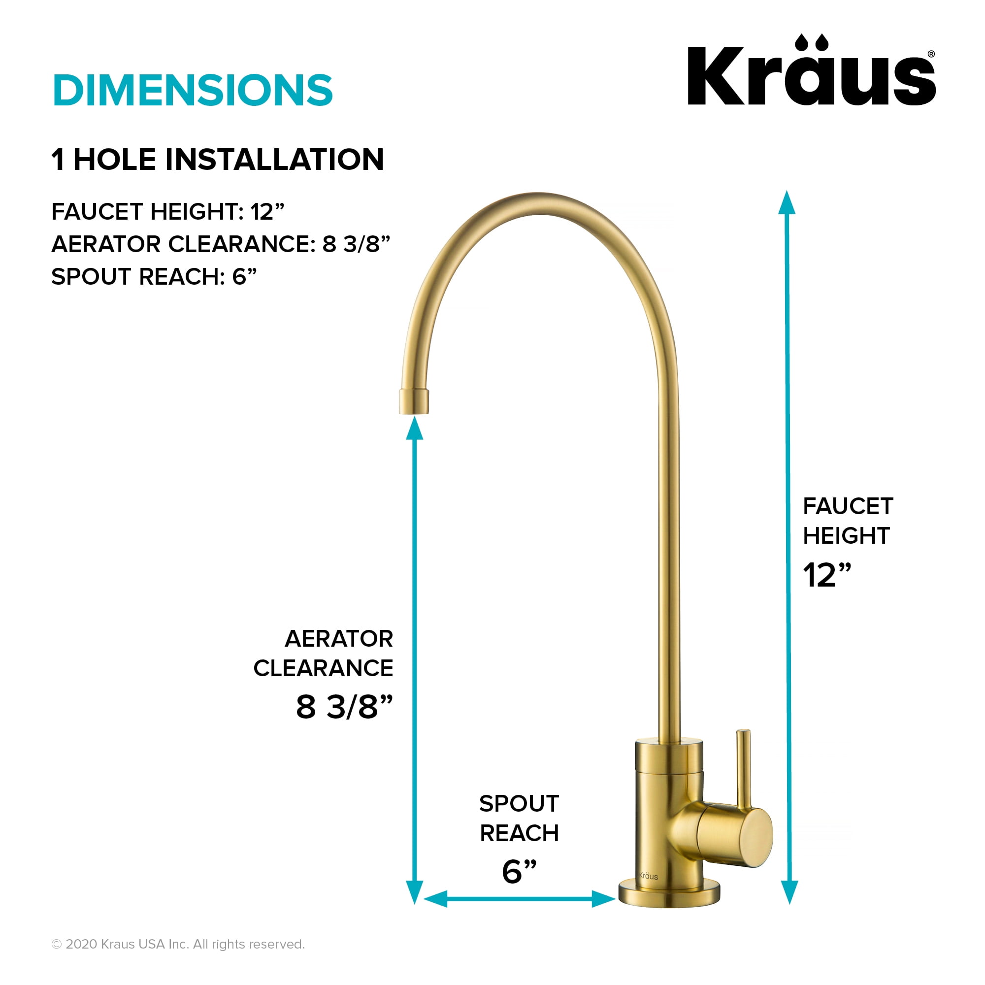 Purita 100% Lead-Free Kitchen Water Filter Faucet in Brushed Brass