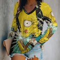 thumbnail image 2 of Simpsons Womens T Shirts V Neck Long Sleeve Tops Causal Loose Summer T-Shirts 5XL, 2 of 7