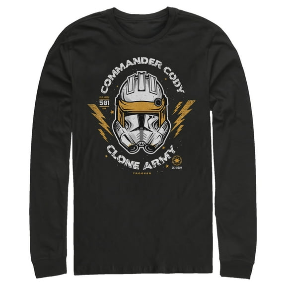 Men's Star Wars: The Clone Wars Commander Cody Army Head Shot Long Sleeve Shirt Black X Large